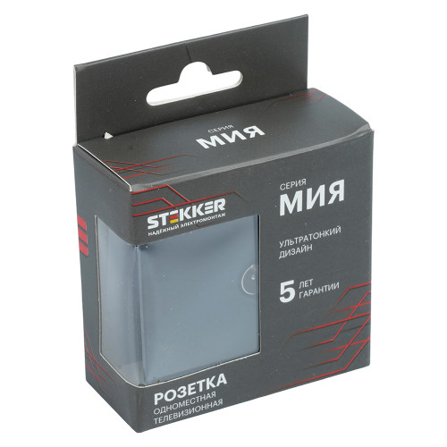 Розетка телевизионная 1-местная (механизм), STEKKER, 75 Ом, 5-862МГц, серия Мия, RST00-3108-05, черный бархат Розетка телевизионная 1-местная (механизм), STEKKER, 75 Ом, 5-862МГц, серия Мия, RST00-3108-05, черный бархат