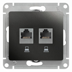 GLOSSA РОЗЕТКА двойная компьютерная RJ45+RJ45 кат. 5e, механизм, АНТРАЦИТ