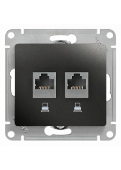 GLOSSA РОЗЕТКА двойная компьютерная RJ45+RJ45 кат. 5e, механизм, АНТРАЦИТ