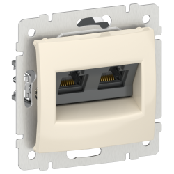 IEKVALENA Розетка компьютерная двойная RJ45 категория 5Е UTP 6956261 слоновая кость IEK