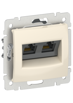 IEKVALENA Розетка компьютерная двойная RJ45 категория 5Е UTP 6956261 слоновая кость IEK