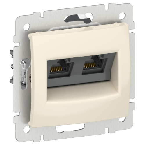 IEKVALENA Розетка компьютерная двойная RJ45 категория 6 UTP 6941471 слоновая кость IEK