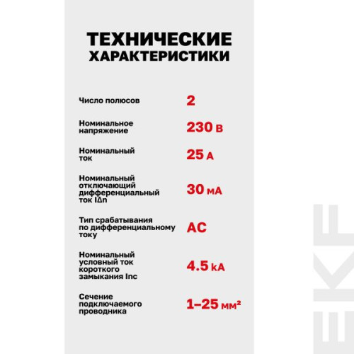 ВДТ ВДТ-40 2P 25А 30мА тип АС эл. 4,5кА BASIC