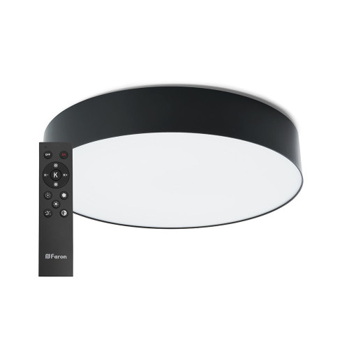 Светодиодный управляемый светильник Feron AL6200 “Simple matte” тарелка 165W 3000К-6500K черный Светодиодный управляемый светильник Feron AL6200 “Simple matte” тарелка 165W 3000К-6500K черный
