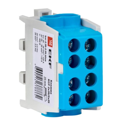 Клемма распределительная КСР с двойным винтом 2x35/2x25 cиняя EKF