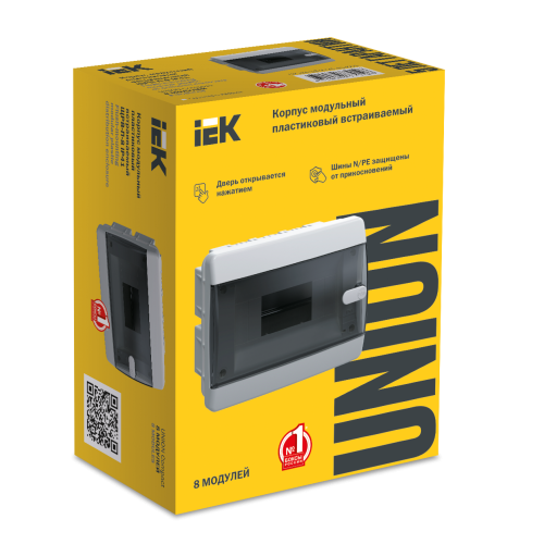 UNION Compact Корпус пластиковый ЩРВ-П-8 IP41 черная прозрачная дверь IEK
