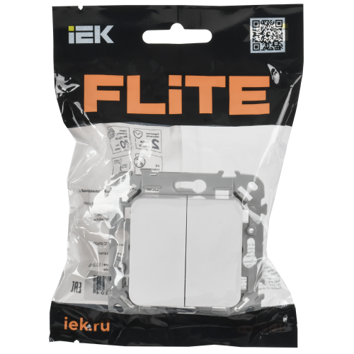 FLITE Выключатель 2-клавишный проходной 10А ВС62-1-0-ФлЖ жемчуг IEK