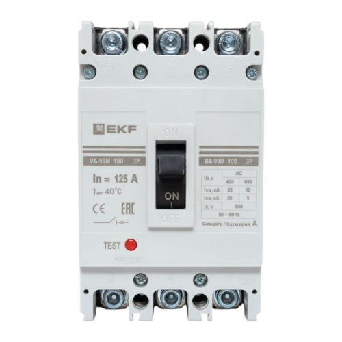 ВА-99М 100/125А 3P 10In 35кА с термомагнитным расцепителем EKF ВА-99М 100/125А 3P 10In 35кА с термомагнитным расцепителем EKF