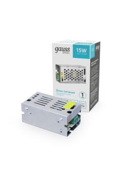 Блок питания для светодиодной ленты Basic 15Вт 12В IP20 (драйвер) GAUSS BT500