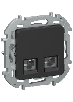 IEKINSPIRIA Розетка компьютерная двойная RJ45 категория 6 UTP 6732291 черный матовый IEK