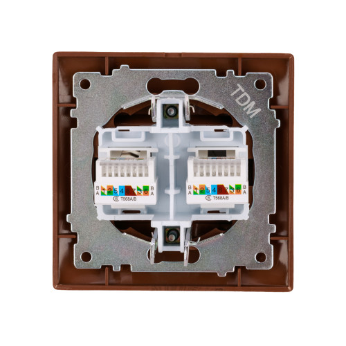 Розетка компьютерная двойная RJ45 венге Розетка компьютерная двойная RJ45 венге
