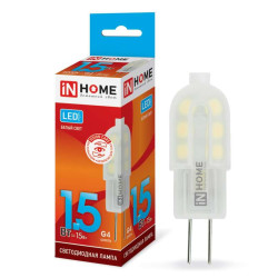 Лампа светодиодная LED-JC-VC 1.5Вт капсульная 4000К нейтр. бел. G4 95лм 12В IN HOME 4690612019758