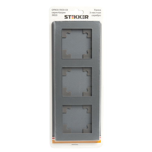 Рамка 3-местная, стекло, STEKKER, GFR00-7003-03, серия Катрин, серебро Рамка 3-местная, стекло, STEKKER, GFR00-7003-03, серия Катрин, серебро
