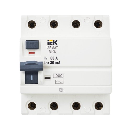 ARMAT Выключатель дифференциального тока R10N 4P 63А 30мА тип AC IEK ARMAT Выключатель дифференциального тока R10N 4P 63А 30мА тип AC IEK