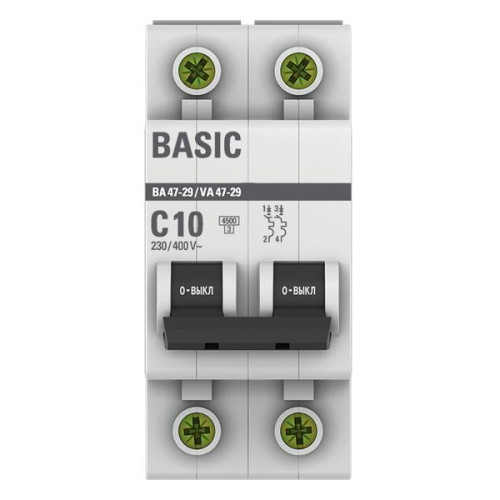 Авт. выкл. ВА 47-29 2P 10А (C) 4,5кА BASIC Авт. выкл. ВА 47-29 2P 10А (C) 4,5кА BASIC