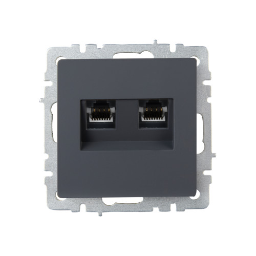 BRITE Розетка компьютерная двойная RJ45 кат.6 РК11-2-БрГ графит IEK BRITE Розетка компьютерная двойная RJ45 кат.6 РК11-2-БрГ графит IEK