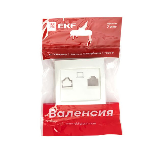 Валенсия лиц. панель розетки RJ-45 1-местная жемчуг EKF Валенсия лиц. панель розетки RJ-45 1-местная жемчуг EKF