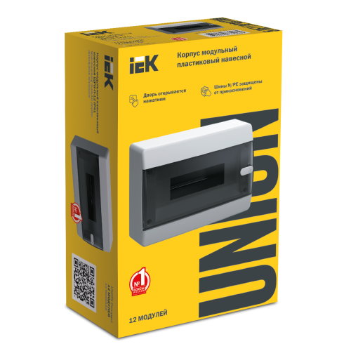 UNION Compact Корпус пластиковый ЩРН-П-12 IP41 черная прозрачная дверь IEK