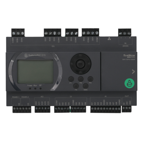 ПЛК S172; 24 VDC; дисплей; 28 IO: 8 DI, 8 DO (реле), 8 AI, 4 AO; 2xRS485, 1xRJ45