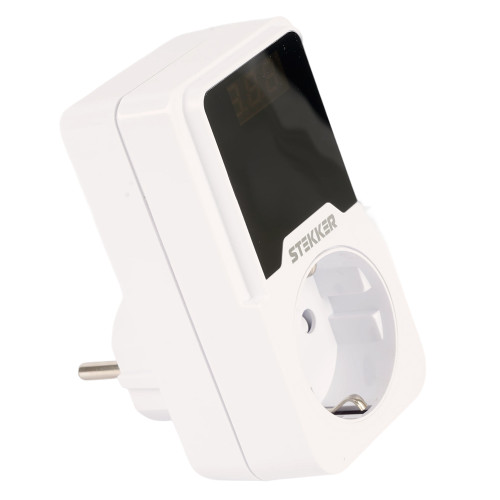Реле напряжения для розетки регулируемое  STEKKER  VPR-200W, 230В,16A,белый