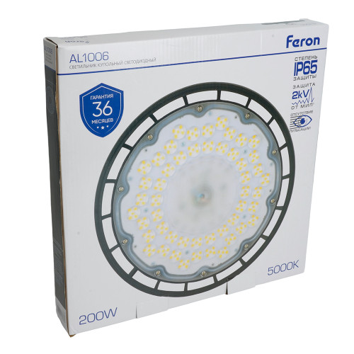 Светильник складской Feron AL1006 IP65 200W 90° 5000K Светильник складской Feron AL1006 IP65 200W 90° 5000K