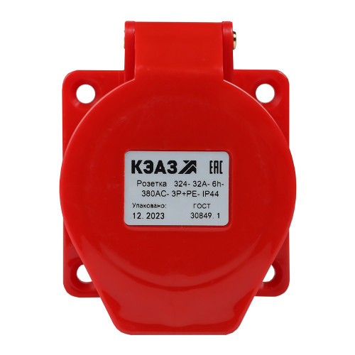 Розетка фланцевая 324-32А-6h-380AC-3P+PE-IP44