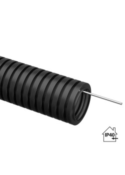Труба гофрированная ПНД d25мм с протяжкой черн. (уп.25м) TOKOV ELECTRIC TKE-PND25-BL-25