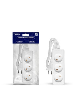 Удлинитель 3х1.5м без заземл. 10А 2х0.75 TOKOV ELECTRIC TKE-C01-BU3-1.5-075