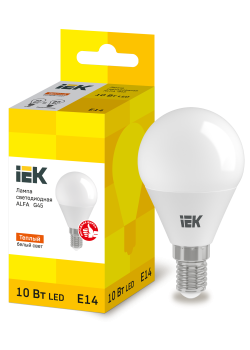 Лампа светодиодная ALFA G45 шар 10Вт 230В 3000К E14 IEK