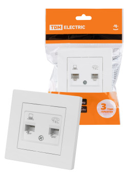 Розетка телефонная RJ11 + компьютерная RJ45 белая 