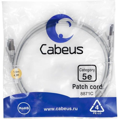 Патч-корд Cabeus PC-FTP-RJ45-CAT.5E-1.5M-LSZH F/UTP RJ-45 вил.-вилка RJ-45 кат.5E 1.5м серый LSZH Патч-корд Cabeus PC-FTP-RJ45-CAT.5E-1.5M-LSZH F/UTP RJ-45 вил.-вилка RJ-45 кат.5E 1.5м серый LSZH