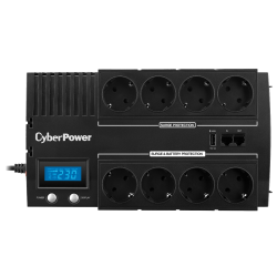 ИБП CyberPower BR1200ELCD, Line-Interactive, 1200VA/720W, 8 Schuko розеток, USB&USB Charger, RJ11/RJ45, LCD дисплей, Black, 0.33х0.2х0.01м., 9кг./ UPS Line-Interactive CyberPower BR1200ELCD 1200VA/720W USB/RJ11/45/charger A/С  (4+4 EURO)