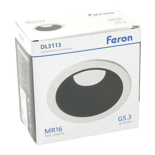 Светильник встраиваемый Feron DL3113 потолочный MR16 G5.3 белый + черный Светильник встраиваемый Feron DL3113 потолочный MR16 G5.3 белый + черный