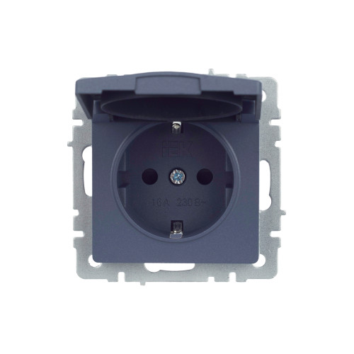 BRITE Розетка 1-местная с заземлением с защитными шторками и крышкой 16А IP44 РСбш10-3-44-БрМ маренго IEK BRITE Розетка 1-местная с заземлением с защитными шторками и крышкой 16А IP44 РСбш10-3-44-БрМ маренго IEK