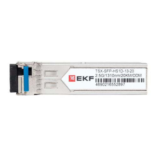 SFP модуль 2,5 Гбит одинарное одномодовое оптоволокно Tx1310нм/Rx1550нм 20км TSX EKF SFP модуль 2,5 Гбит одинарное одномодовое оптоволокно Tx1310нм/Rx1550нм 20км TSX EKF