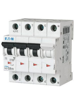Выключатель автоматический модульный 4п (3P+N) D 0.5А 15кА FAZ-D0.5/3N EATON 278982