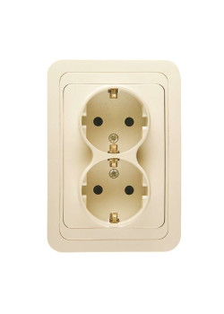 Розетка 2-м СП Mimoza 16А IP20 с заземл. крем./крем. Makel 25082