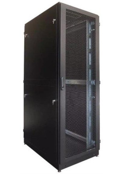 Шкаф серверный напольный 42U (600 × 1200) дверь перфорированная, задние двойные перф., цвет черный
