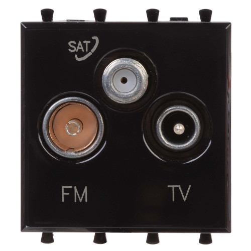 Розетка TV-FM-SAT модульная, Avanti, черный квадрат, 2 модуля