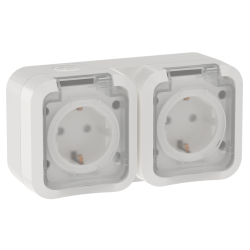 TORS Розетка 2-местная горизонтальная 16А IP55 TS322 белый IEK