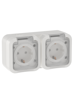 TORS Розетка 2-местная горизонтальная 16А IP55 TS322 белый IEK