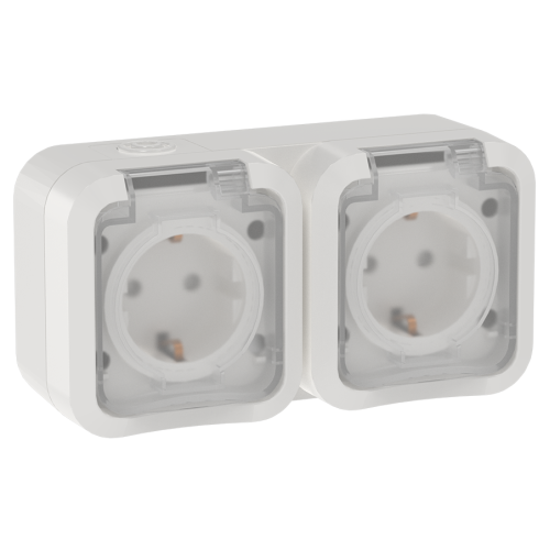 TORS Розетка 2-местная горизонтальная 16А IP55 TS322 белый IEK