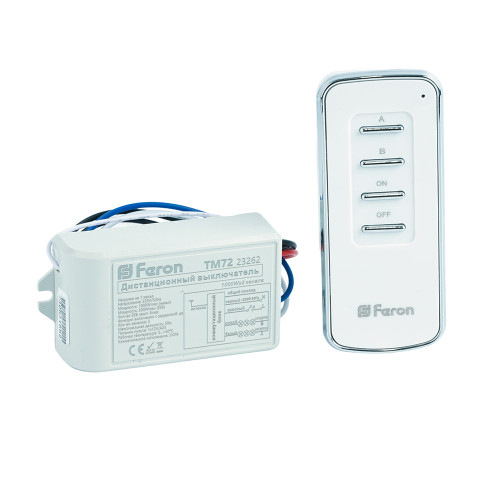 Выключатель дистанционный 230V 1000W 2-хканальный 30м с пультом управления, TM72