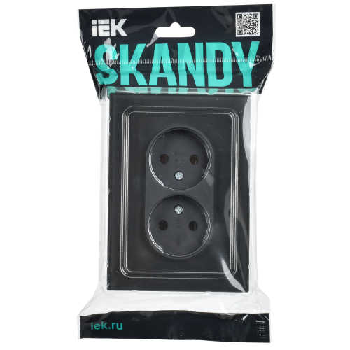 SKANDY Розетка 2-местная без заземления без защитных шторок для плоской вилки 10А SK-R03Bl стекло черный IEK SKANDY Розетка 2-местная без заземления без защитных шторок для плоской вилки 10А SK-R03Bl стекло черный IEK