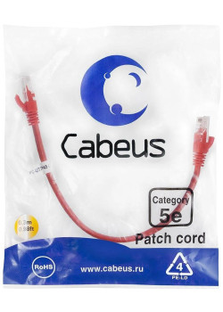 Патч-корд Cabeus PC-UTP-RJ45-CAT.5E-0.3M-RD U/UTP RJ-45 вил.-вилка RJ-45 кат.5E 0.3м красный ПВХ