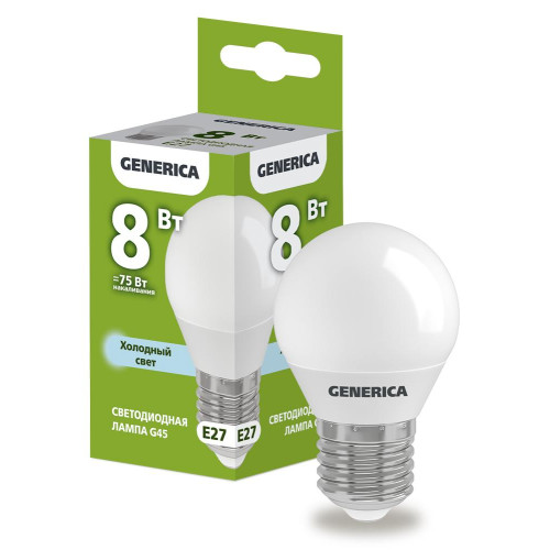 Лампа светодиодная/ Лампа светодиодная G45 шар 8Вт 230В 6500К E27 GENERICA