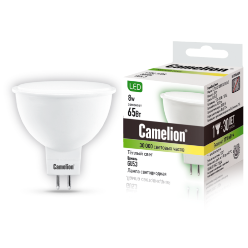 Лампа светодиодная LED8-S108/830/GU5.3 8Вт 220В Camelion 12871 Лампа светодиодная LED8-S108/830/GU5.3 8Вт 220В Camelion 12871