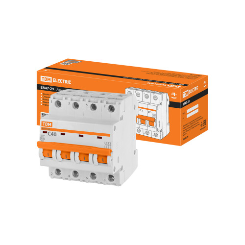 Авт. выкл.ВА47-29 4Р 40А 4,5кА х-ка С TDM Авт. выкл.ВА47-29 4Р 40А 4,5кА х-ка С TDM