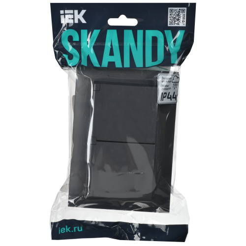 SKANDY Розетка 2-местная и крышкой 16А в сборе IP44 SK-R12T титан IEK SKANDY Розетка 2-местная и крышкой 16А в сборе IP44 SK-R12T титан IEK