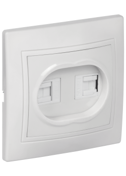 KVARTA Розетка 2-местная компьютерная RJ45 кат.5е РК12-КБ белый GENERICA